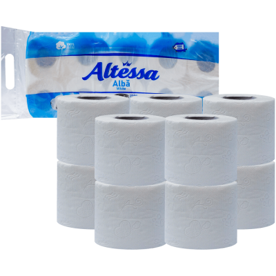 Hartie igienica alba, din celuloza, Altessa, 2 straturi, 10 role, clasic, 130 foi